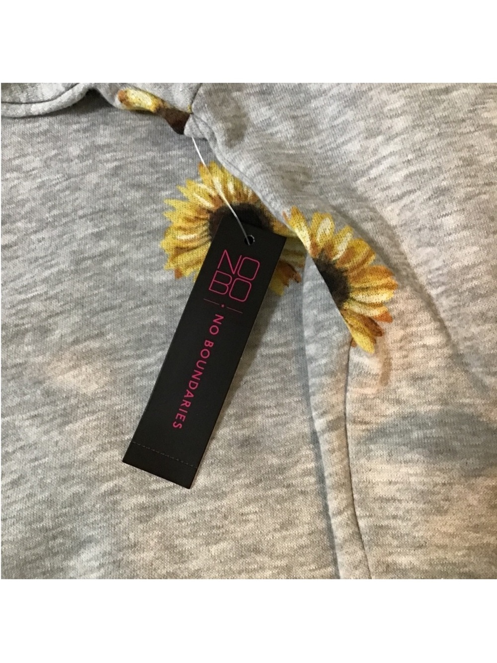 NWT No Boundaries floral sunflower Gray Hoodie sweatshirt xxl - Picture 5 of 9